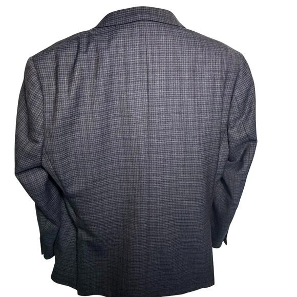 PRONTO UOMO Men's 48R Wool Blazer Suit‎ Jacket Blue Check Plaid Platinum Modern - Picture 2 of 9